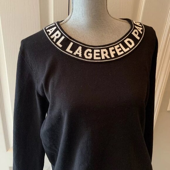 KARL LAGERFELD PULLOVER KNITTED SWEATER SZ S OVERSIZED CHIC EMO GOTHIC BLACK - Picture 3 of 7